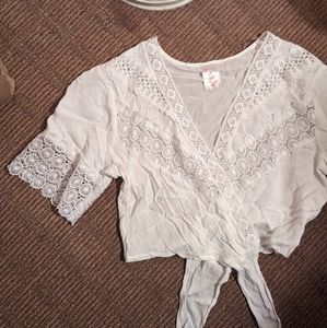 White lace tie cover up